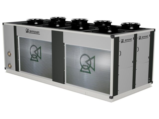 Infografía de enfriadora mod. ETX 230-4 DI. Vista exterior trasera derecha.