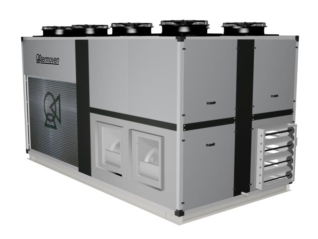 Infografía climatizador mod. TAC-2-100-2. Vista exterior frontal derecha.